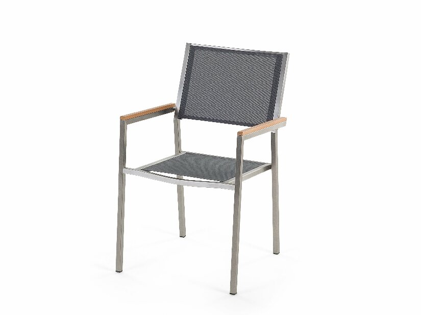Vrtni blagovaonski set Grosso (siva + grafit) (sive stolice) (za 6 osoba) (granit)