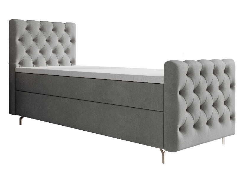 Jednostruki krevet 80 cm Clinton Bonell (siva) (s podnicom, s prostorom za odlaganje)