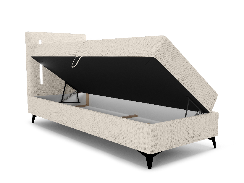 Jednostruki krevet 80 cm Ortega Bonell (bež) (s podnicom, s prostorom za odlaganje) (s LED rasvjetom)