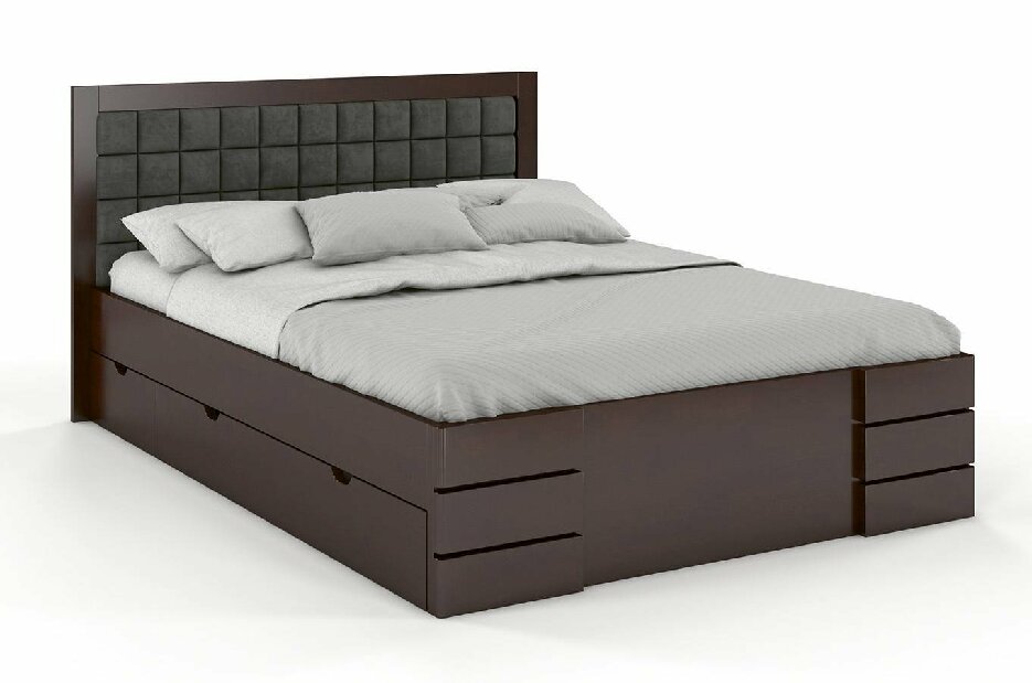 Bračni krevet 180 cm Storhamar High Drawers (bukva)