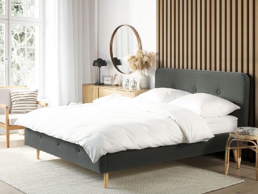 Bračni krevet 160 cm ROME (s podnicom) (tamno siva)