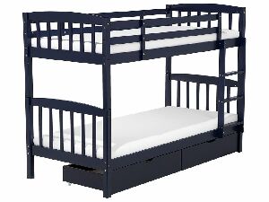 Krevet na kat 90 cm REWIND (tamnoplava) (s podnicom i prostorom za odlaganje)