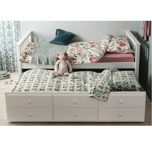 Krevet na razvlačenje 90 cm Aduban (bijela) (s podnicom i prostorom za odlaganje)