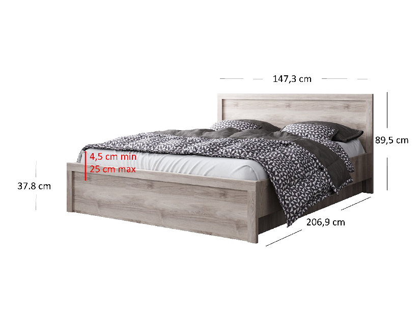 Bračni krevet 140 cm Jolene (kesten nairobi) (s podnicom)