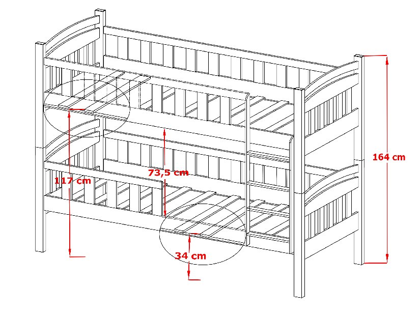 Dječji krevet 80 x 190 cm Antone (s podnicom i prostorom za odlaganje) (borovina)