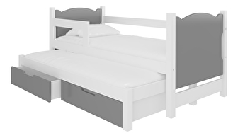 Dječji krevet na razvlačenje 180x75 cm Chloe (s podnicom i madracem) (bijela + siva)