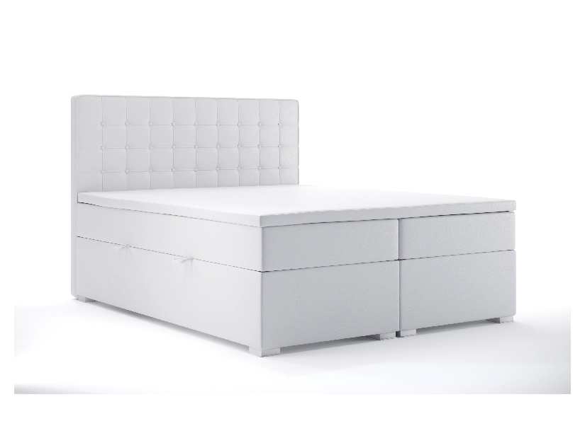 Bračni krevet Boxspring 140 cm Candy (bijela ekokoža)(s prostorom za odlaganje)