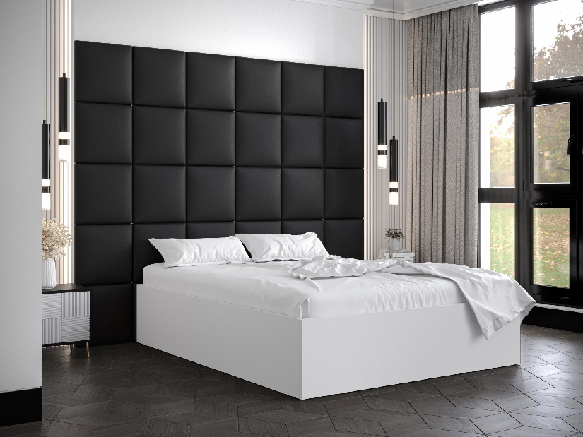 Bračni krevet s tapeciranim uzglavljem 160 cm Brittany 3 (bijela mat + crna) (s podnicom)