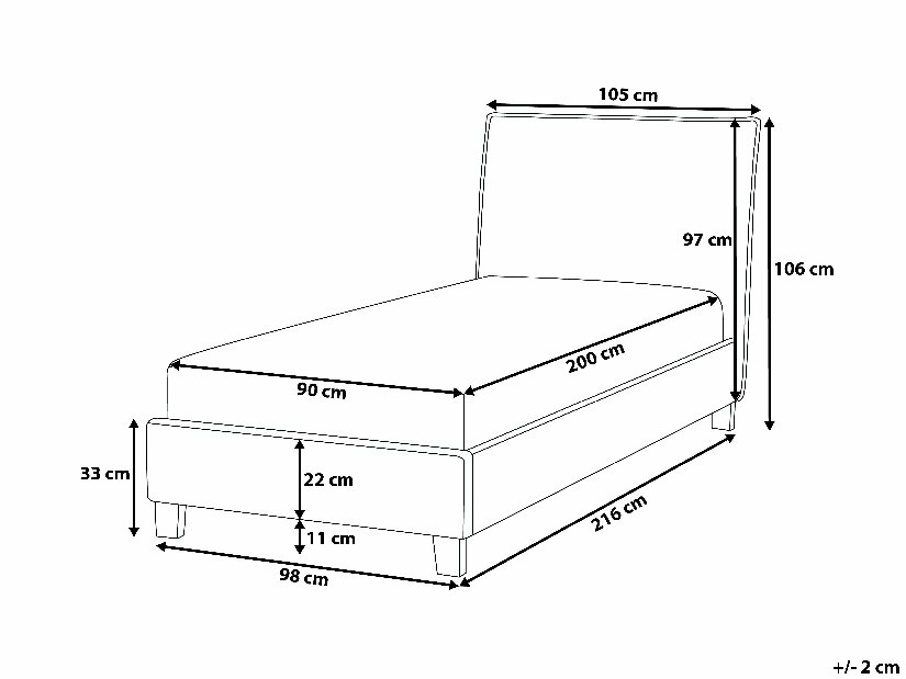Jednostruki krevet 90 cm SANCHEZ (s podnicom) (bež)