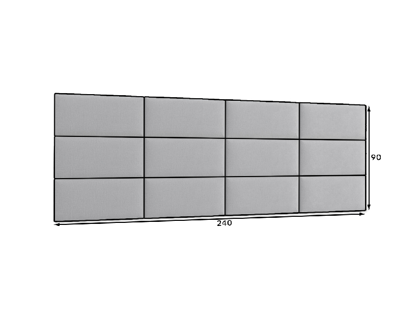 Set 12 tapeciranih panela Quadra 240x90 cm (siva)