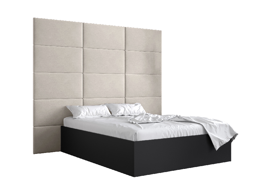 Bračni krevet s tapeciranim uzglavljem 160 cm Brittany 1 (crna mat + krem) (s podnicom)