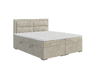 Jednostruki krevet Boxspring 120 cm Menorra (svijetlo bež) (s madracem i prostorom za odlaganje)