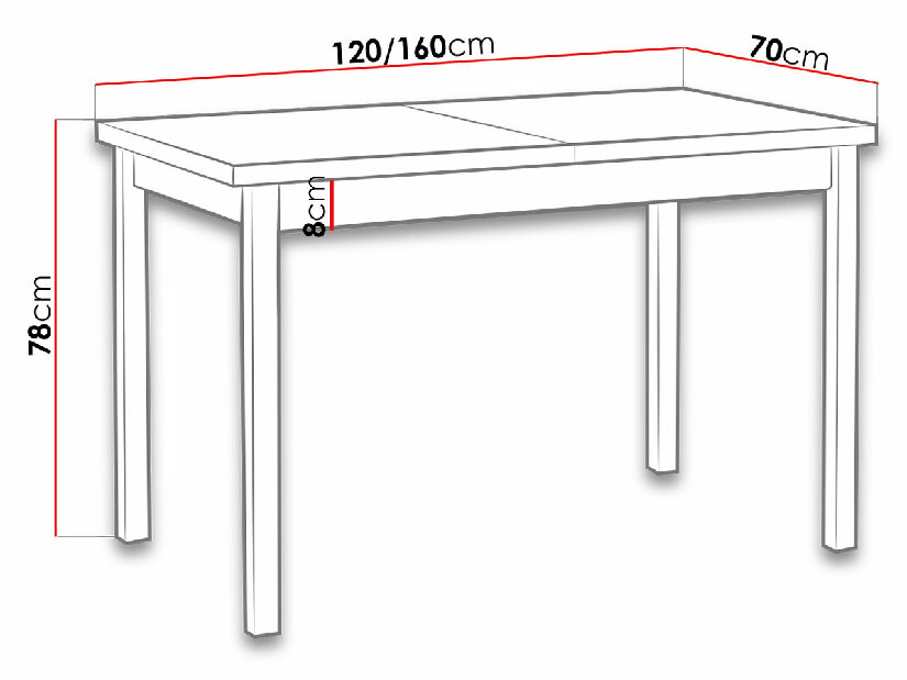 Stol na razvlačenje Ewan 70 x 120+160 X (bijela L)