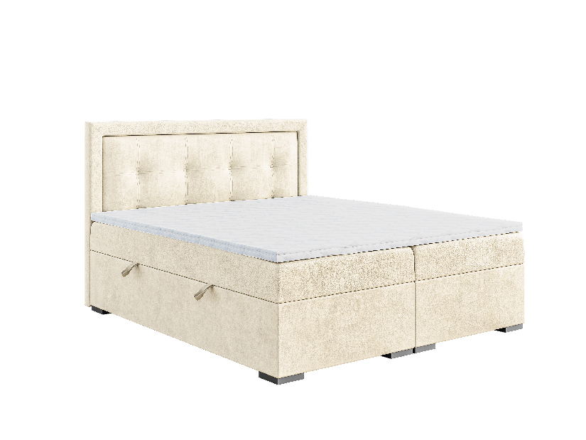 Jednostruki krevet Boxspring 120 cm Veronica (krem) (s madracem i prostorom za odlaganje)