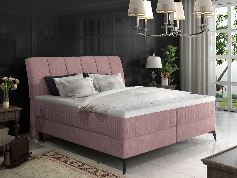 Bračni krevet Boxspring 160 cm Alberto (ružičasta) (s madracima)