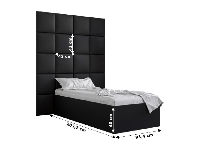 Jednostruki krevet s tapeciranim uzglavljem 90 cm Brittany 3 (bijela mat + metvica) (s podnicom)