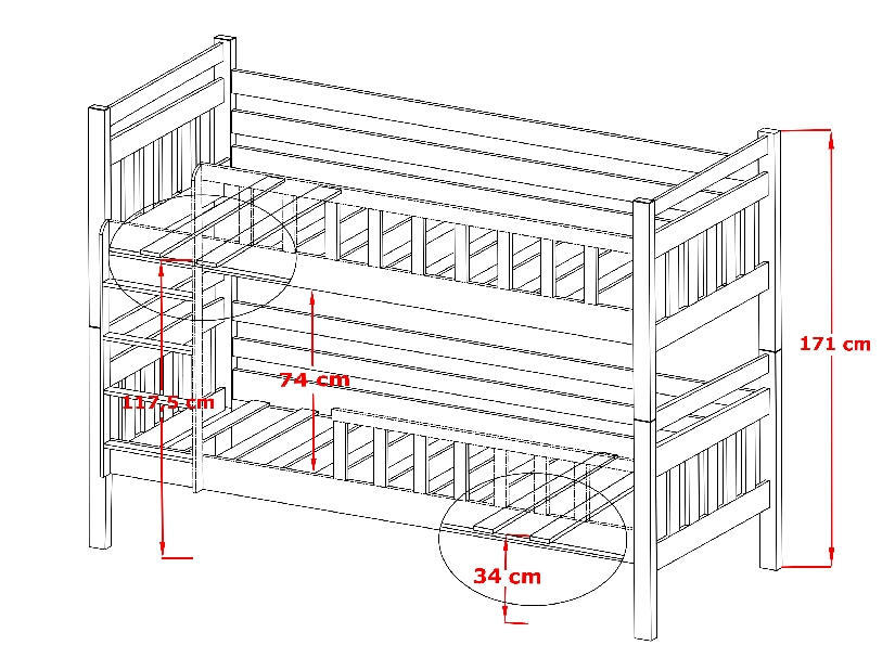 Dječji krevet 80 x 190 cm Mao (s podnicom i prostorom za odlaganje) (borovina)