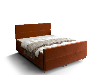Bračni krevet  Boxspring 160 cm Flu Plus Comfort (smeđe-narančasta) (s madracem i prostorom za odlaganje)