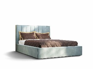 Bračni krevet 160 cm Ocie (plava) (s podnicom i prostorom za odlaganje)