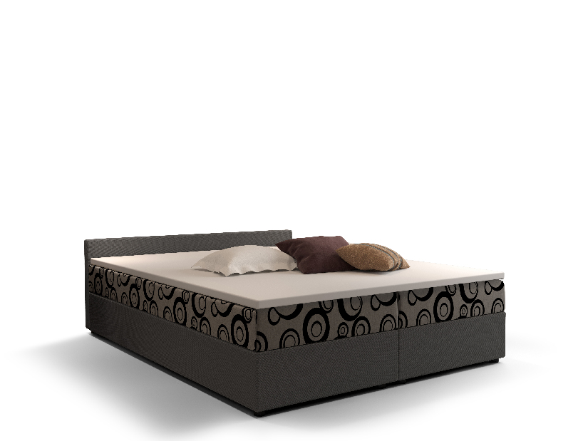 Bračni krevet Boxspring 140 cm Ceren (uzorak + tamnosiva) (s madracem i prostorom za odlaganje)