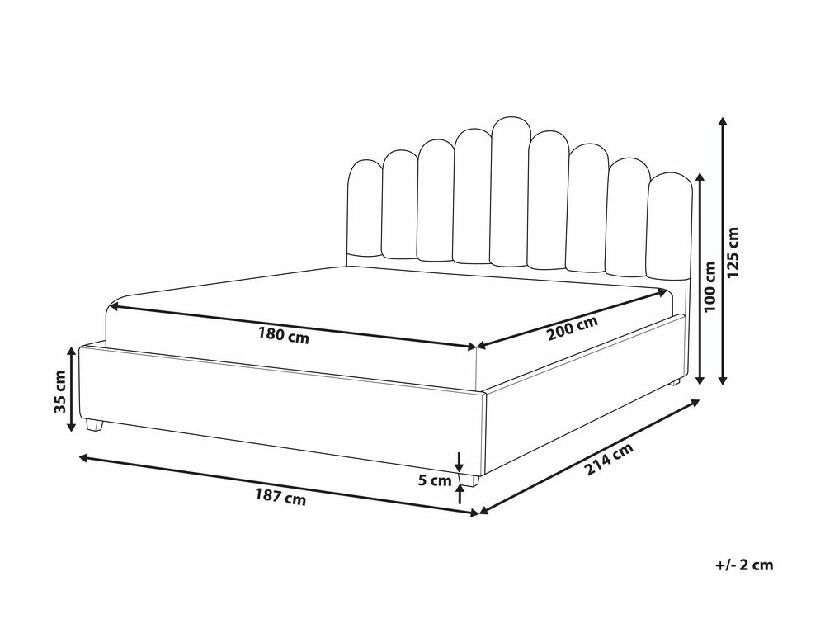 Bračni krevet 180 cm Valhala (bež) (s podnicom i prostorom za odlaganje)