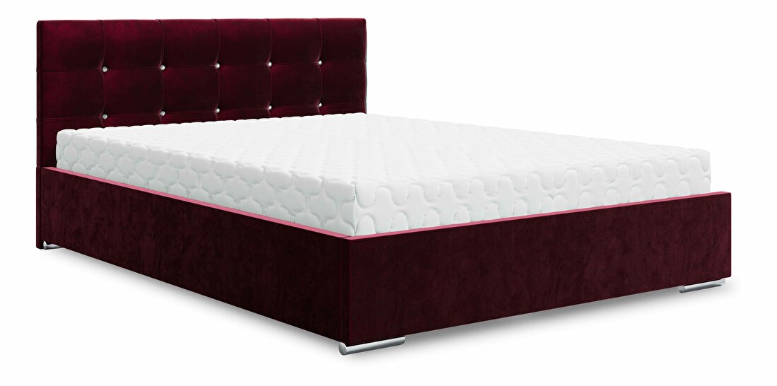 Bračni krevet 140 cm Lonnie (bordo) (s podnicom i prostorom za odlaganje)