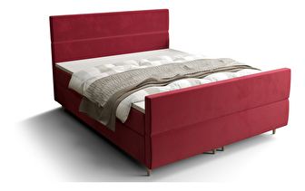 Bračni krevet  Boxspring 140 cm Flu Plus Comfort (bordo) (s madracem i prostorom za odlaganje)