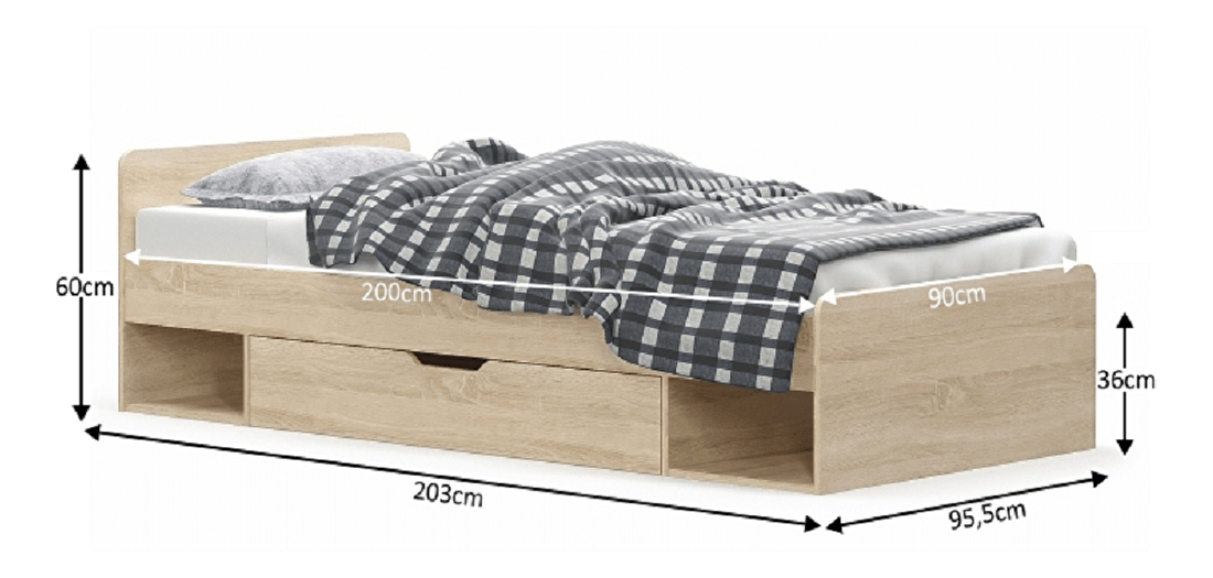 Jednostruki krevet 90 cm Thornham 1S/90 (s prostorom za odlaganje) 