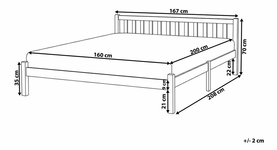 Bračni krevet 160 cm FLORIS (s podnicom) (bijela)