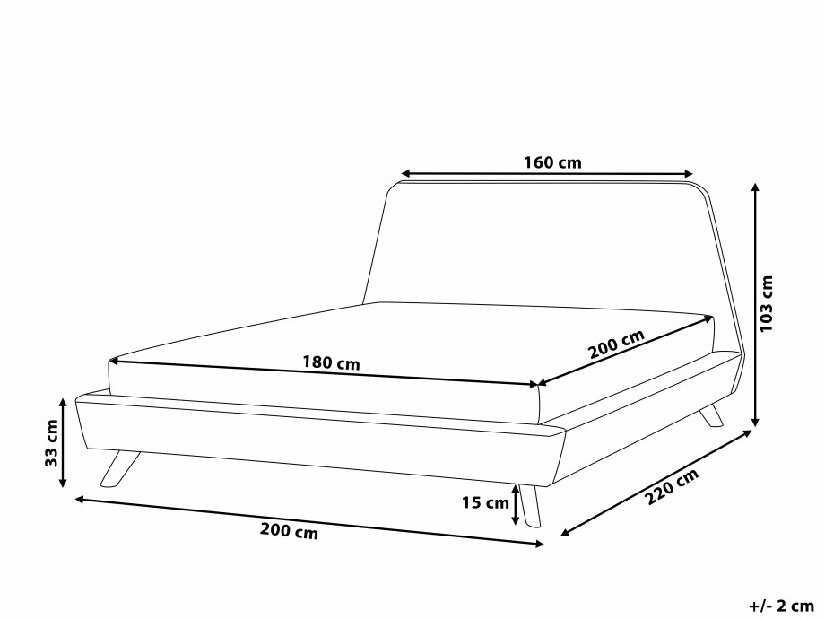Bračni krevet 180 cm VENITO (s podnicom) (crna)