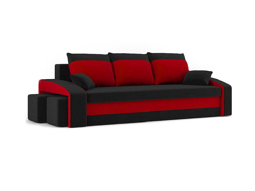 Sofa Hamida (crna + crvena) (s tabureom) 