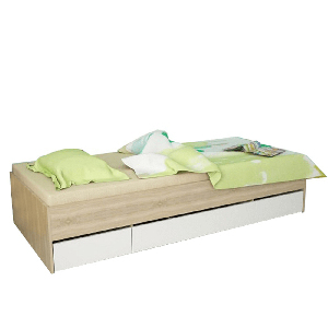 Jednostruki krevet 90 cm Matari (hrast sonoma + bijela) 