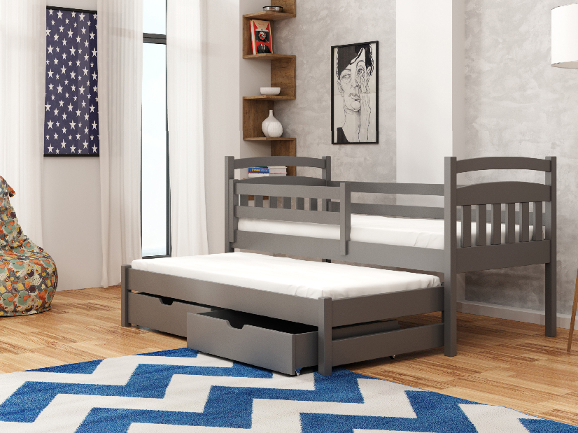 Dječji krevet 80 x 180 cm MADDIE (s podnicom i prostorom za odlaganje) (grafit)