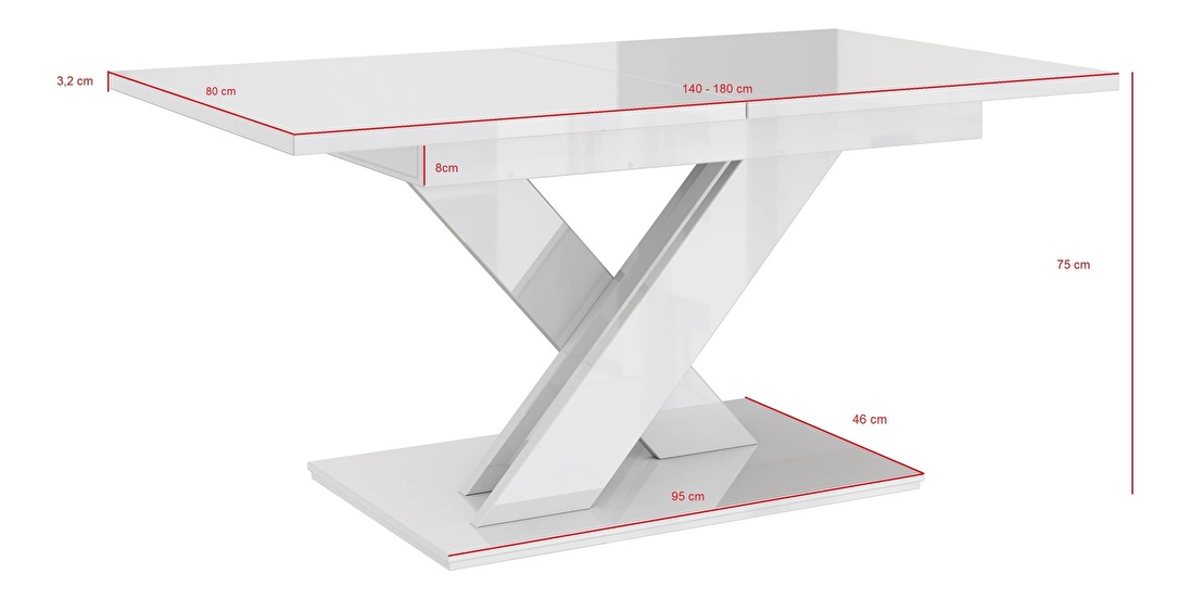 Blagovaonski stol Barax (crna sjaj) (za 6 do 8 osoba)