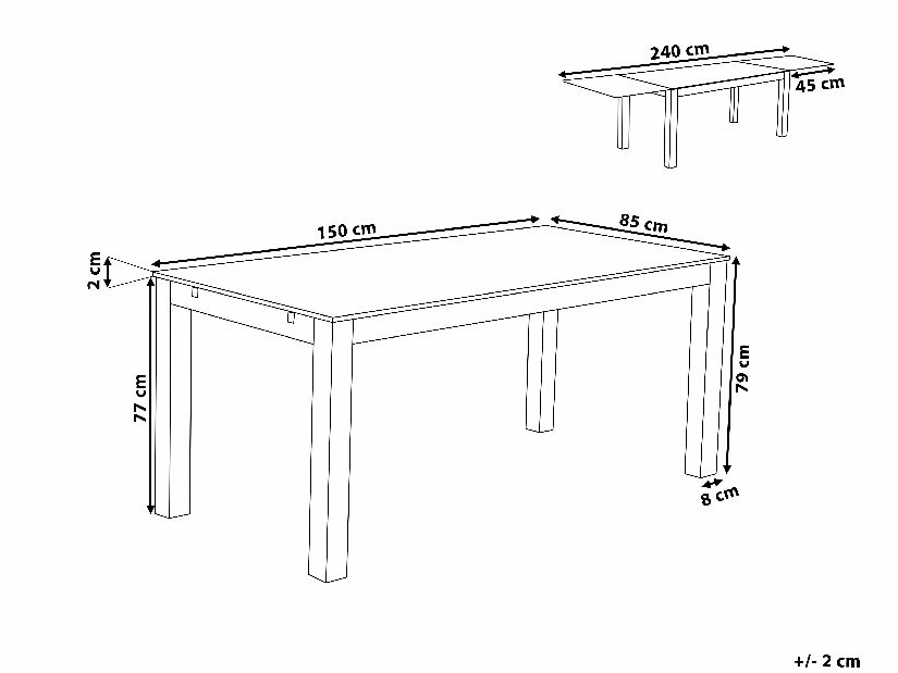 Blagovaonski stol na razvlačenje- MAXEA (za 4 do 8 osoba)
