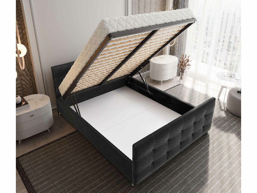 Bračni krevet 160 cm Billie (svijetloplava) (s podnicom i prostorom za odlaganje)