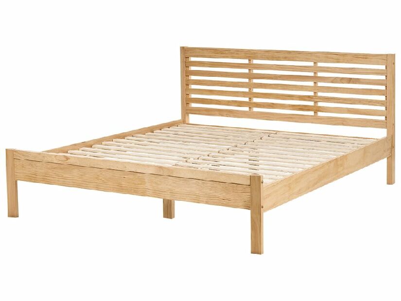 Bračni krevet 160 cm CAROC (s podnicom) (svijetlo drvo)