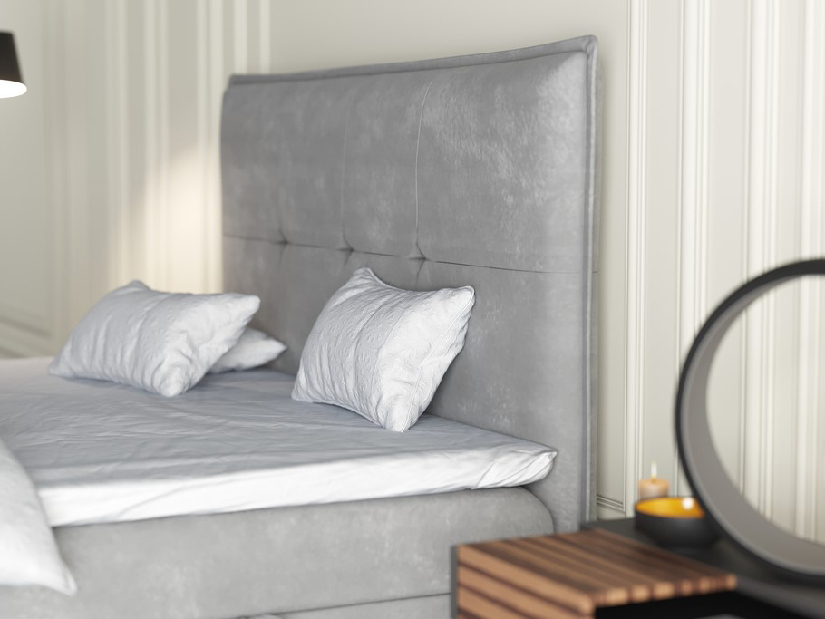 Bračni krevet Boxspring 180 cm Carla (svijetlo siva)(s prostorom za odlaganje)