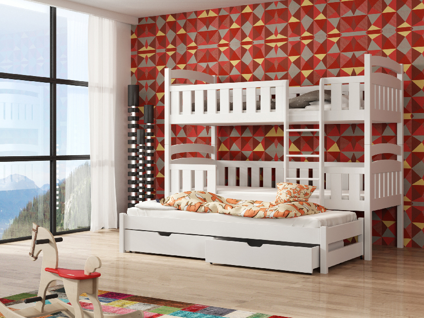 Dječji krevet 90 x 200 cm LEON (s podnicom i prostorom za odlaganje) (bijela)