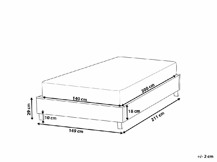 Bračni krevet 140 cm ROXENNE (s podnicom) (siva)