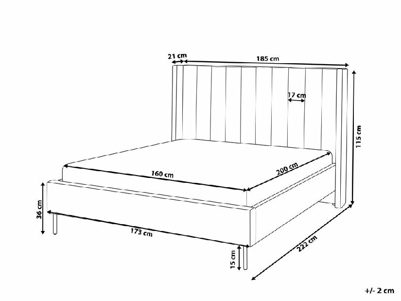 Bračni krevet 160 cm Vue (sivo-bež) (s podnicom)