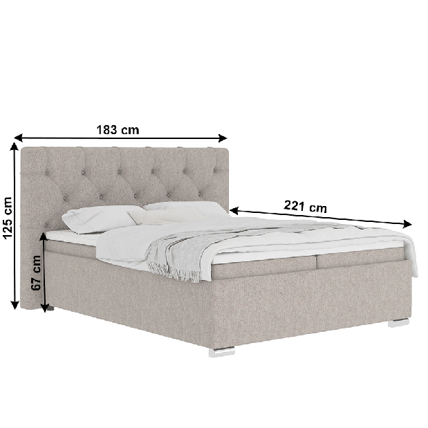 Bračni krevet Boxspring 160 cm Morrea (sivosmeđa) (s madracem)