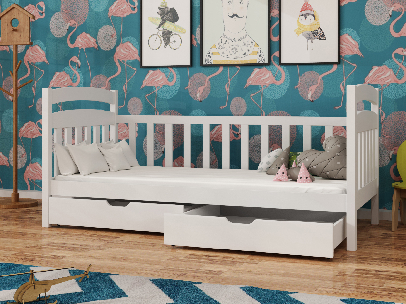 Dječji krevet 80 x 180 cm Tobie (s podnicom i prostorom za odlaganje) (bijela)