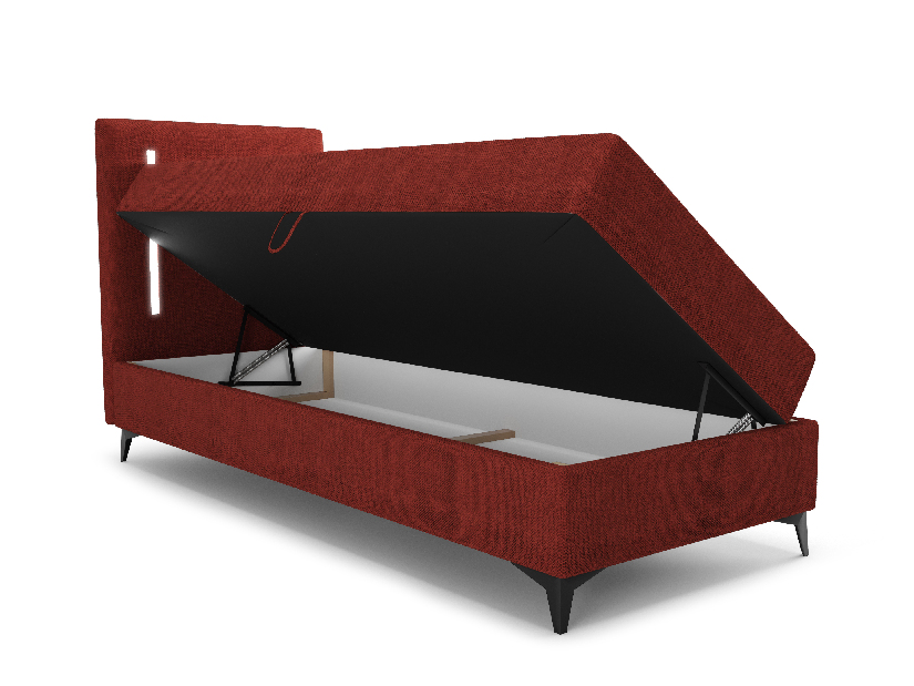 Jednostruki krevet 80 cm Ortega Bonell (crvena) (s podnicom, s prostorom za odlaganje) (s LED rasvjetom)