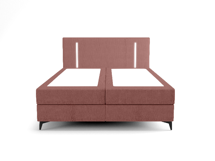 Bračni krevet 180 cm Ortega Comfort (terakota) (s podnicom i madracem, s prostorom za odlaganje) (s LED rasvjetom)