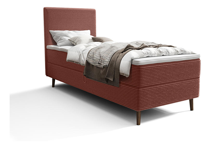 Jednostruki krevet 80 cm Napoli Bonell (terakota) (s podnicom, s prostorom za odlaganje)