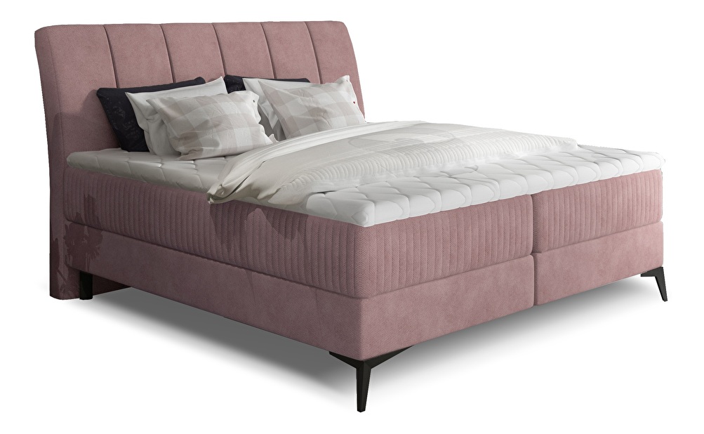 Bračni krevet Boxspring 180 cm Alberto (ružičasta) (s madracima)
