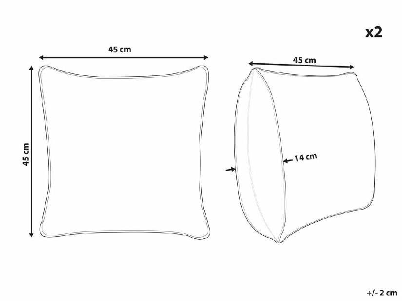 Set 2 ukrasna jastuka 45 x 45 cm Pilliea (bež)
