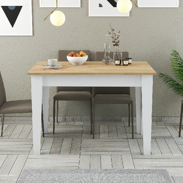 Blagovaonski stol (za 4 osobe) Kika (bijela + hrast)