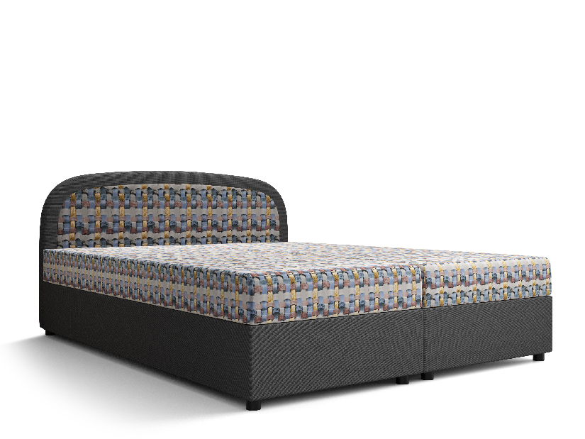 Bračni krevet Boxspring 160 cm Brick (tamnosiva + pleteni uzorak) (s madracem i prostorom za odlaganje)